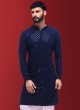 Sequins Work Navy Blue Indowestern With Peshawari Bottom